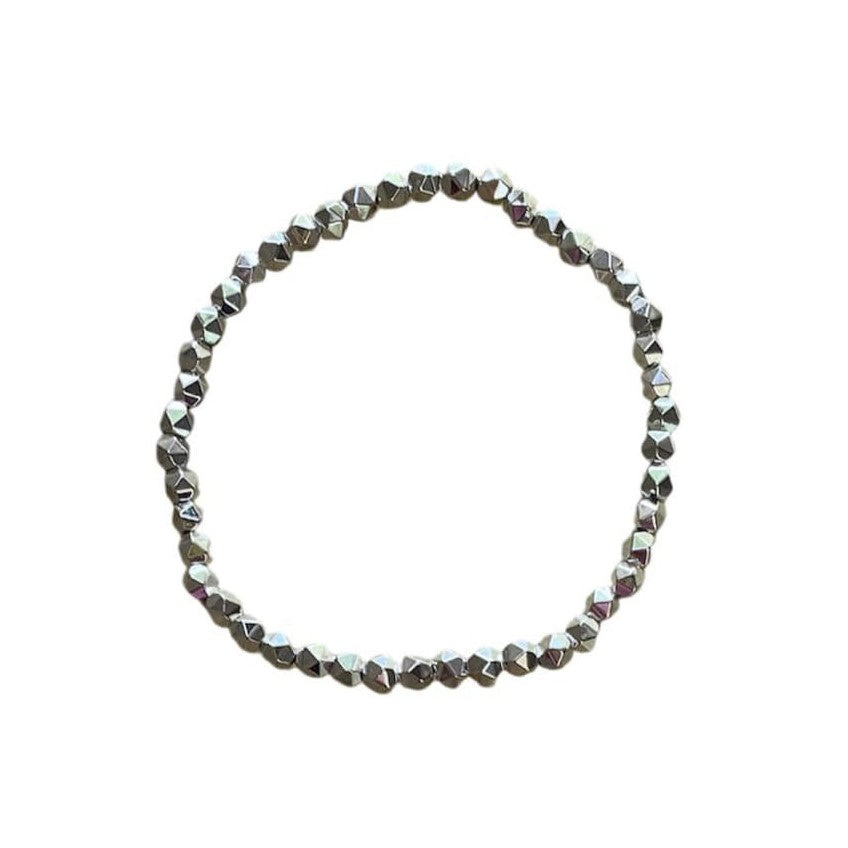 Hematite Bracelet 4 mm Cut Round Beads - Grounding Protection with Elegant Precision