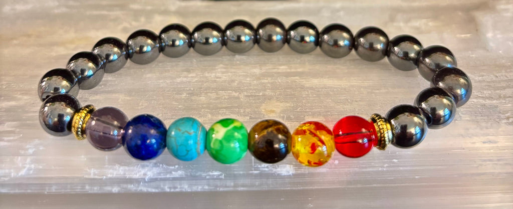 Chakra Healing Reiki-Infused Bracelet with Hematite - Grounding, Protection & Balance