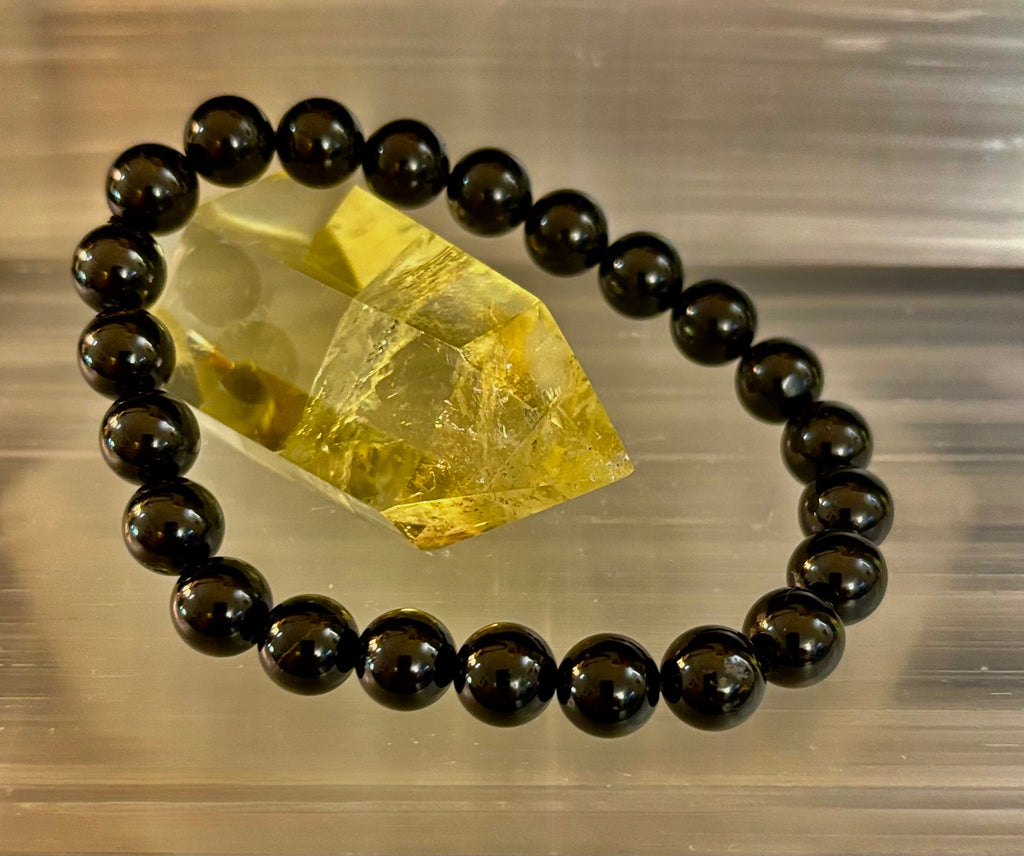 Black Tourmaline Bracelet – Protection, Grounding & Energy Shield (Medium to Large Wrists)