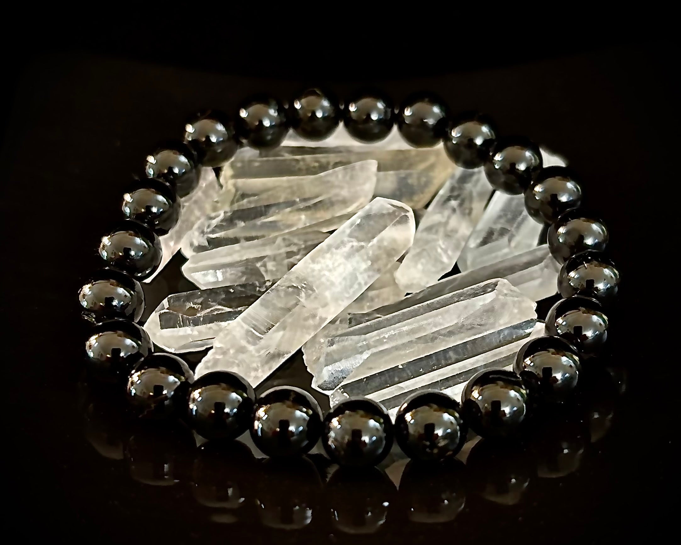Black Tourmaline Bracelet – Protection, Grounding & Energy Shield (Medium to Large Wrists)