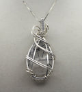 Silver Argentium Black Rutilated Quartz Teardrop Pendant Necklace – Natural Tourmalinated Quartz, Protection & Grounding