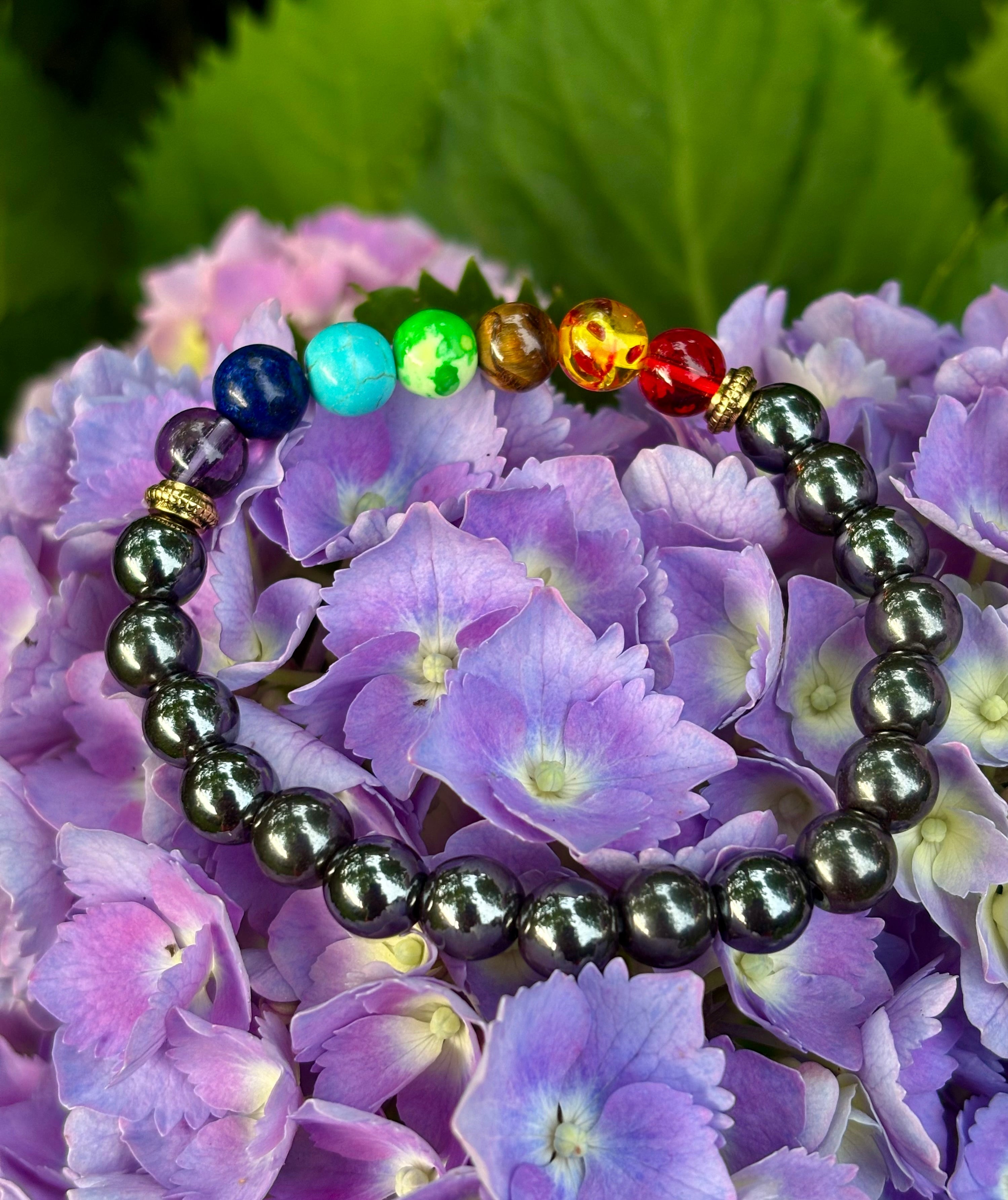 Chakra Healing Reiki-Infused Bracelet with Hematite - Grounding, Protection & Balance