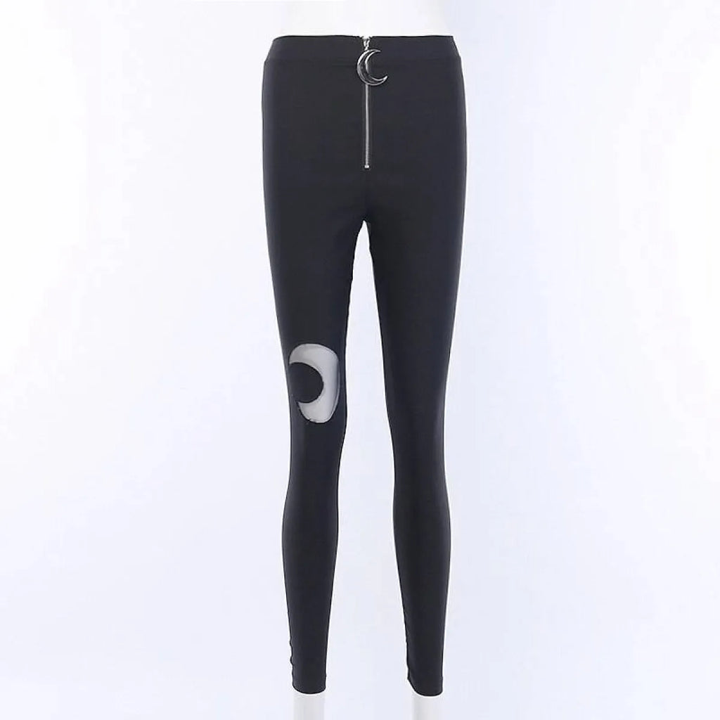 Gothic Crescent Moon Cutout Pants