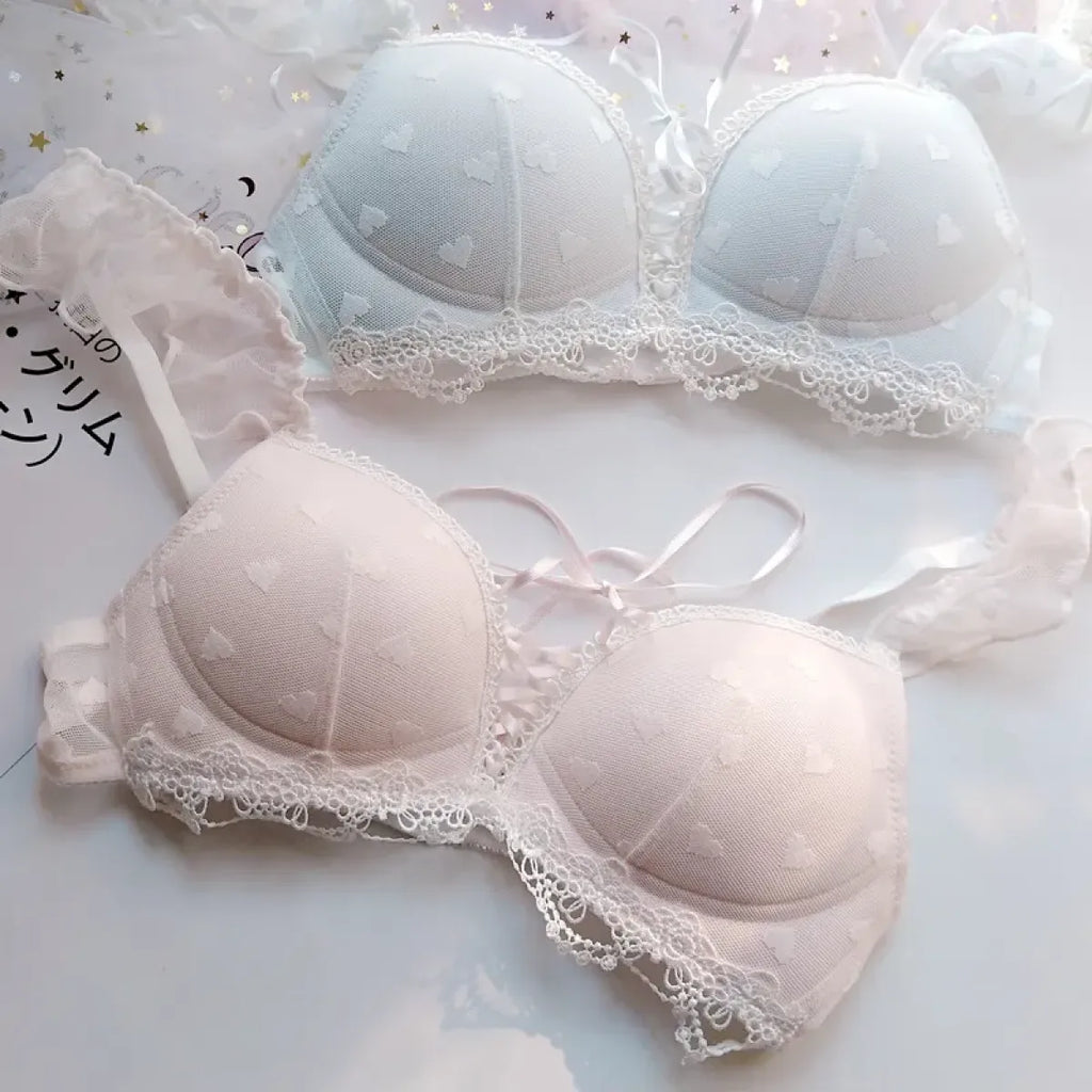Harajuku Kawaii Fashion Japanese Heart Lace Lingerie Set