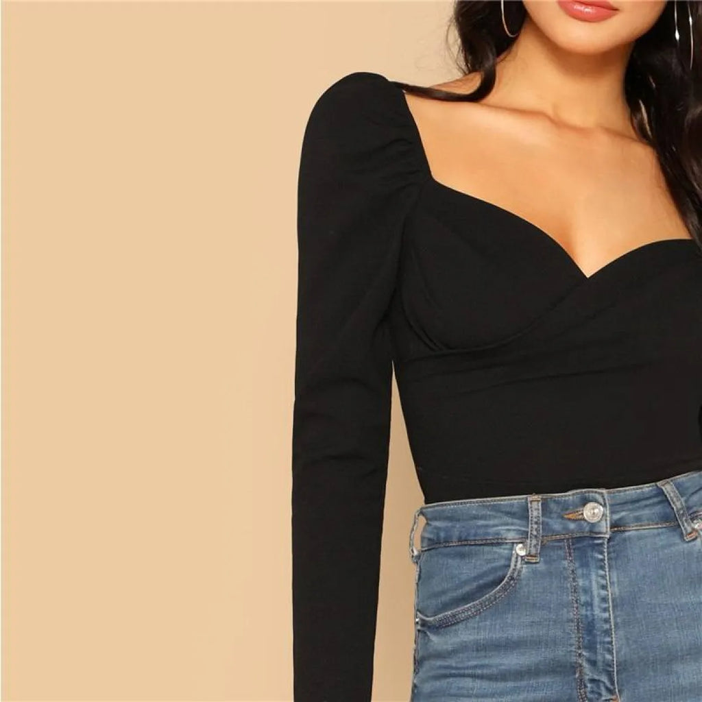 Women's Sexy Black Heart Shaped Top