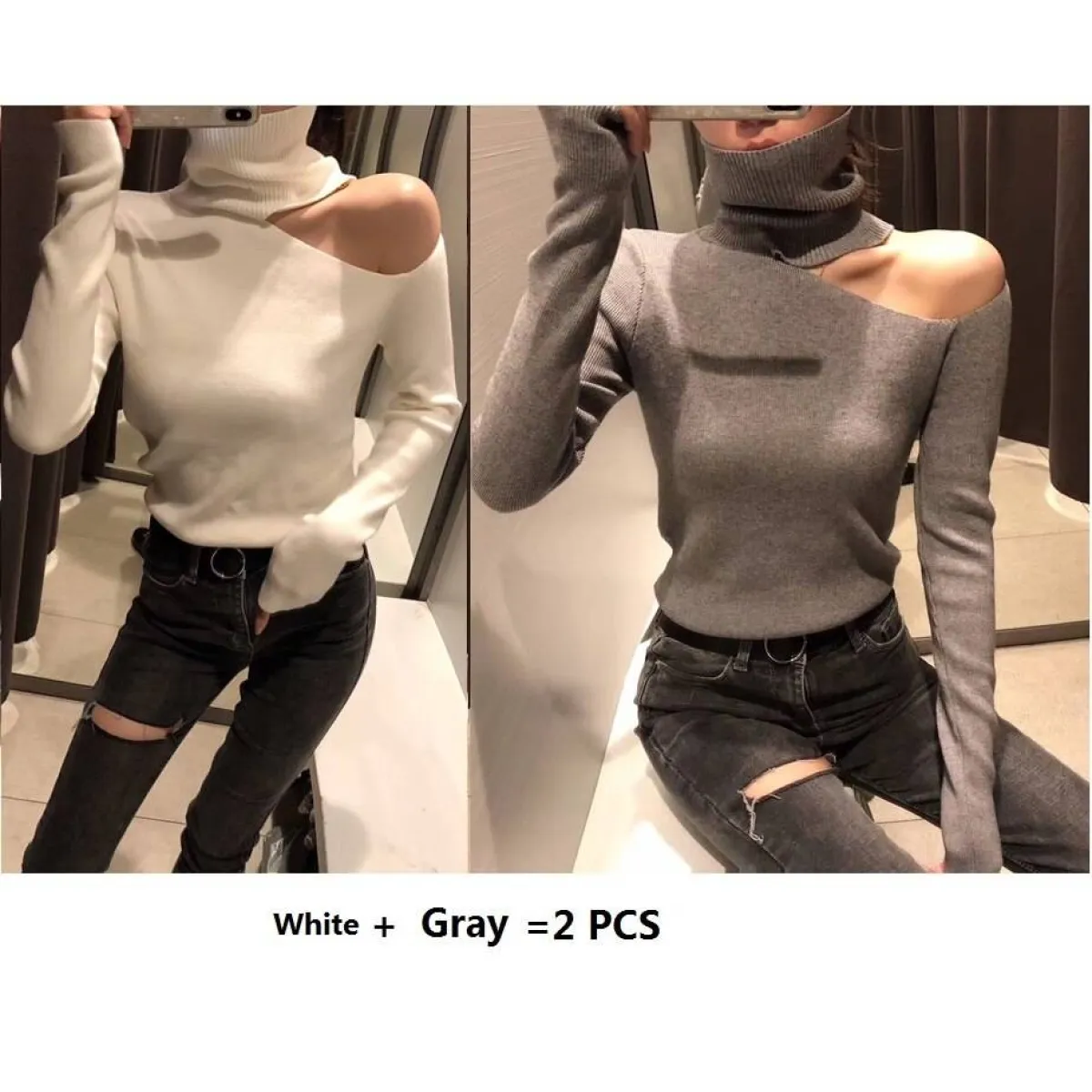 Off Shoulder Knitted Sweater